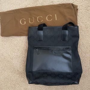 Gucci Black Monogram Nylon Shoulder Tote